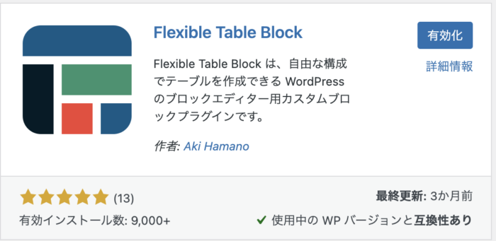 Flexible Table Blockインストール